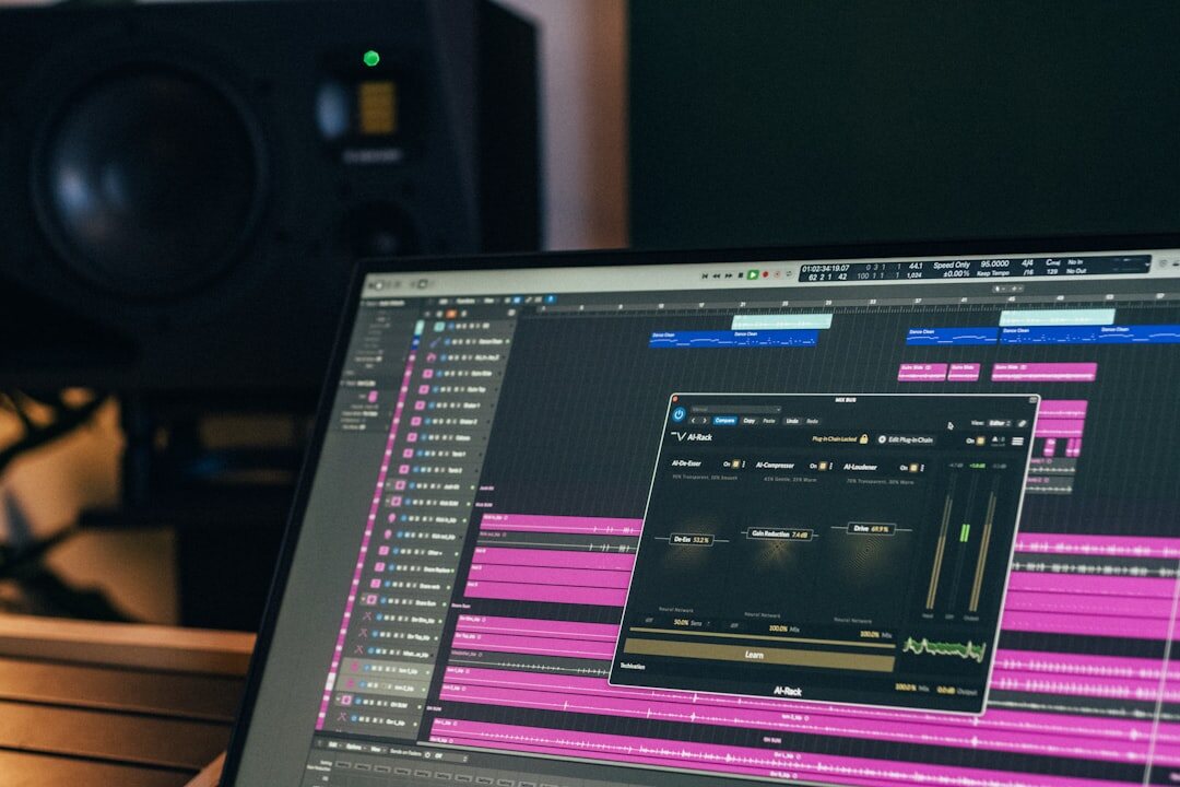 Color grading software interface on a computer screen